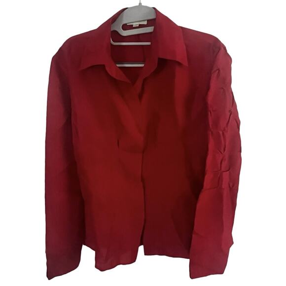 Petanu by Pashma Red Silk Blouse •M• Shirt Gorgeous Button Down Long Sleeve - Picture 4 of 8